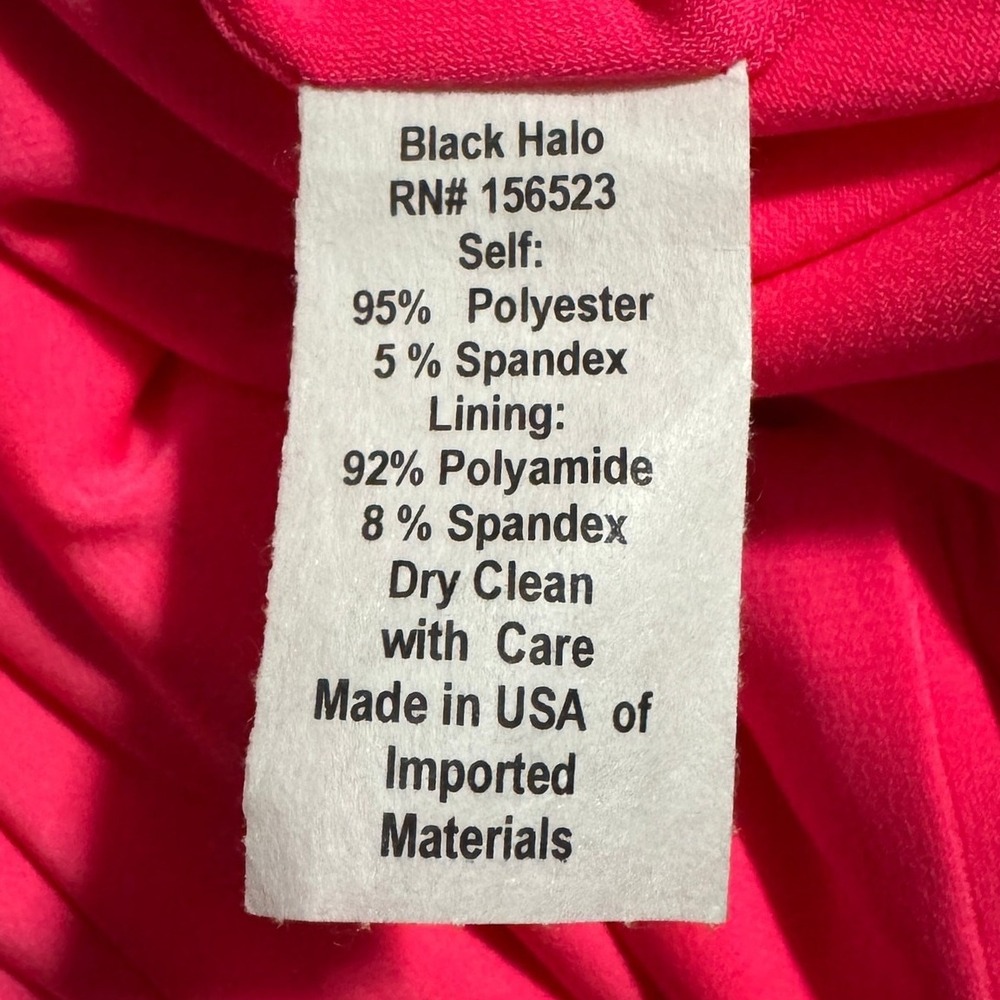 Black Halo Women's Dress 14 Pink Square Neck Short Sleeve Pleated Sheath - Picture 8 of 11